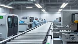 reliable PVC products, durable, being quality tested, photorealistic, laboratory with technicians and machinery, highly detailed, moving conveyor belt, high-precision measurements, gray, bright ambient lighting, shot with a 70mm lens.